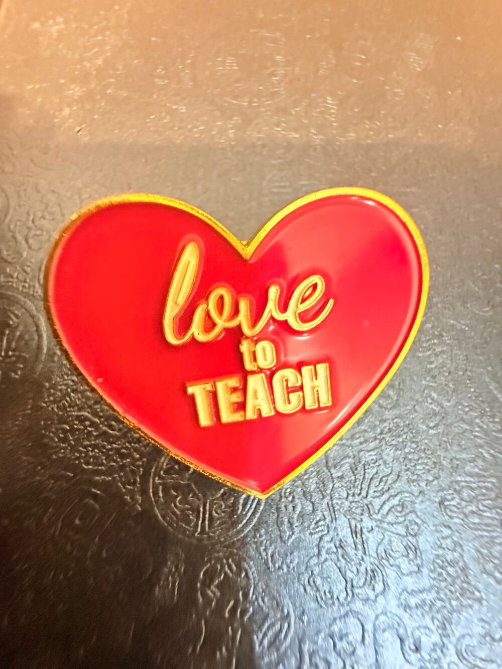 Red Heart Love to Teach Enamel Teacher Lapel Pin